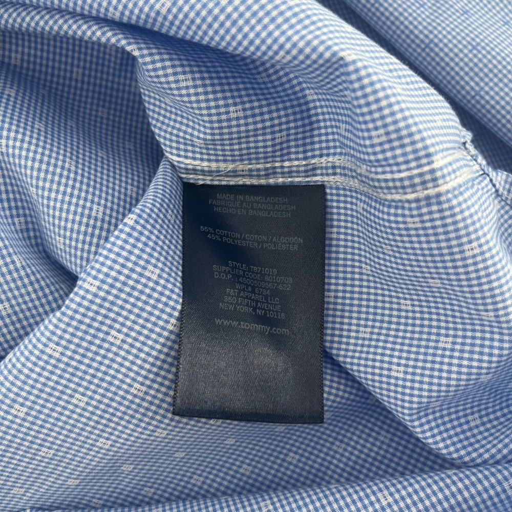 Tommy Hilfiger Boys Blue Gingham Check Long Sleeve Button Down Shirt Size 18 - Picture 5 of 7